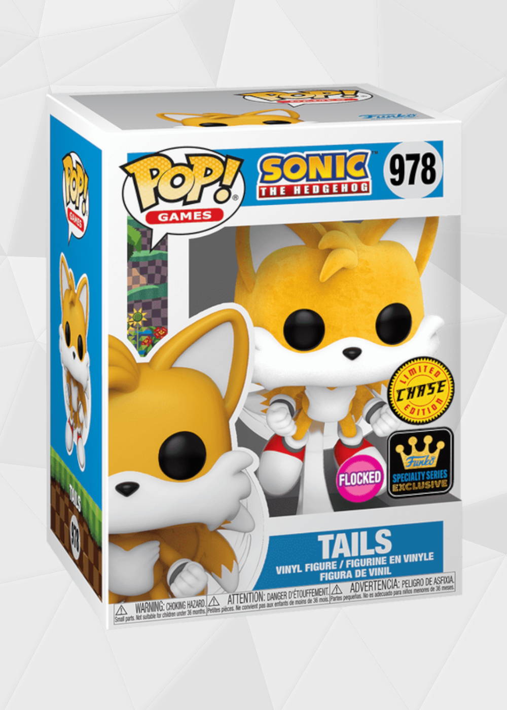 Funko Pop! Games: Sonic The Hedgehog - Tails #978 Exclusivo Specialty Series Chase Flocked