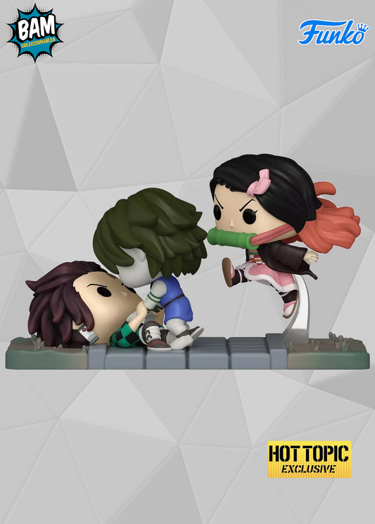 Funko Pop! Animation: Demon Slayer - Tanjiro y Nezuko vs Demonio del Templo Exclusivo Hot Topic