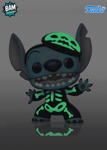 Funko Pop! Disney: Lilo & Stitch - Stitch Esqueleto Exclusivo Chase (Brilla en la Oscuridad)