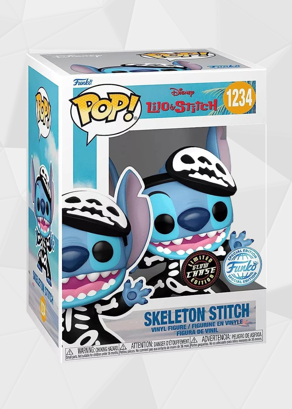Funko Pop! Disney: Lilo & Stitch - Stitch Esqueleto Exclusivo Chase (Brilla en la Oscuridad)