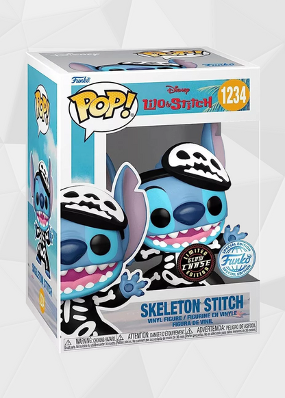 Funko Pop! Disney: Lilo & Stitch - Stitch Esqueleto Exclusivo Chase (Brilla en la Oscuridad)