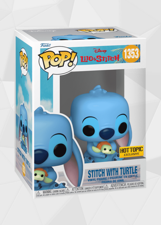 Funko Pop! Disney: Lilo & Stitch - Stitch Con Tortuga #1353 Exclusivo de Hot Topic