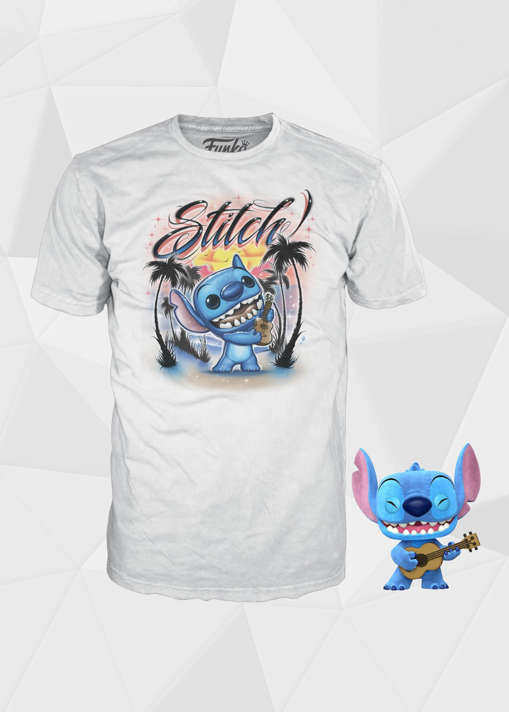 Funko Pop! Disney: Lilo & Stitch - Stitch Con Ukelele Flocked #1044 y Playera Talla M